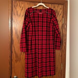 Talbots red & black plaid sheath dress.  Size Large. Worn once—EUC!